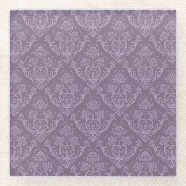 Dessous-de-verre En Verre Papier peint floral pourpre (Devant)