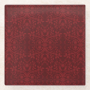 Dessous-de-verre En Verre Papier peint floral rouge détaillé