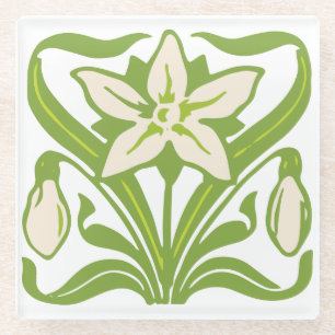 Dessous-de-verre En Verre Papier peint floral vintage Art Nouveau