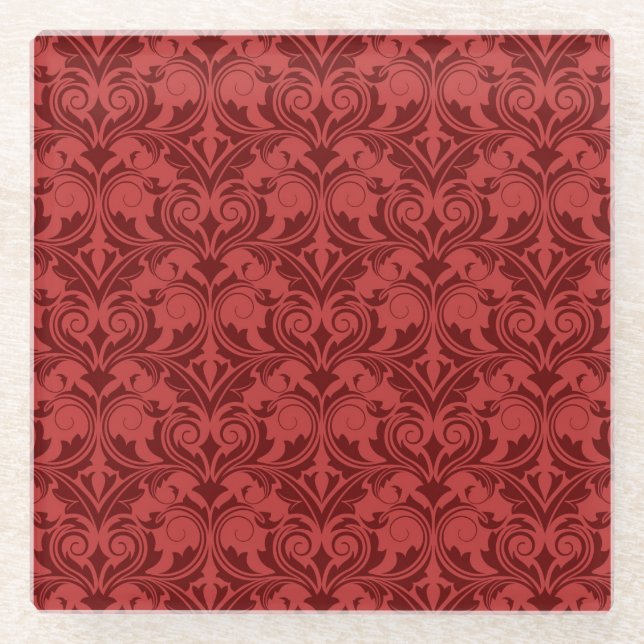 Dessous-de-verre En Verre Papier peint rouge (Devant)