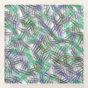 Dessous-de-verre En Verre Papiers verts bleus irréguliers