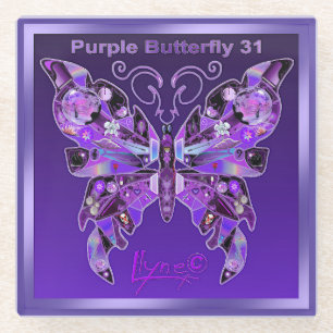 Dessous-de-verre En Verre Papillon pourpre 31