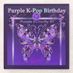 Dessous-de-verre En Verre Papillon pourpre 31
