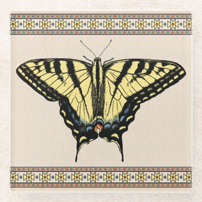 Dessous-de-verre En Verre Papillon Southwestern jaune Swallowtail (Devant)