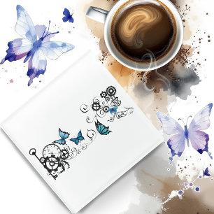 Dessous-de-verre En Verre Papillons bleus tribaux Steampunk