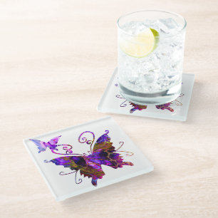 Dessous-de-verre En Verre Papillons Imaginaires
