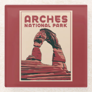 Dessous-de-verre En Verre Parc national des Arches Vintage Art de voyage