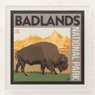 Dessous-de-verre En Verre Parc national des Badlands Buffalo