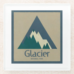 Dessous-de-verre En Verre Parc national des Glaciers Rustique