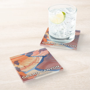 Dessous-de-verre En Verre Parc national du Grand Canyon aquarelle voyage