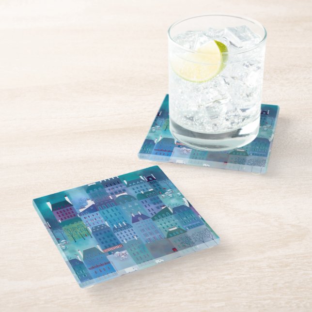 Dessous-de-verre En Verre Paris Blues (Incliné)