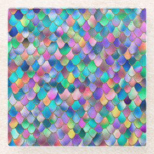 Dessous-de-verre En Verre Parties scintillant arc-en-ciel Wonky métal sirène