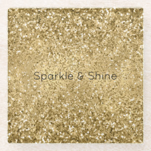 Dessous-de-verre En Verre Parties scintillant Glitzy Gold Glam     