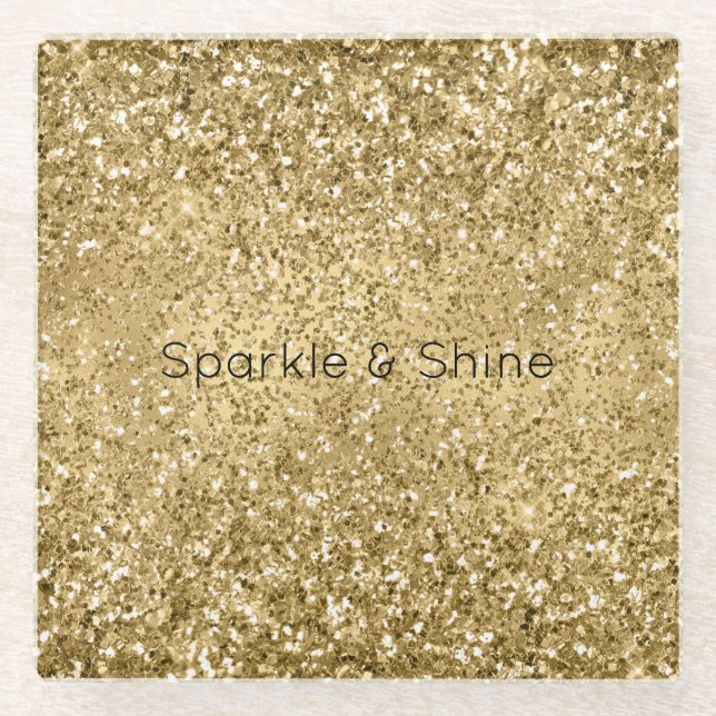 Dessous-de-verre En Verre Parties scintillant Glitzy Gold Glam      (Devant)