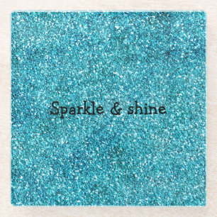 Dessous-de-verre En Verre Parties scintillant Mermaid Aqua Glitz