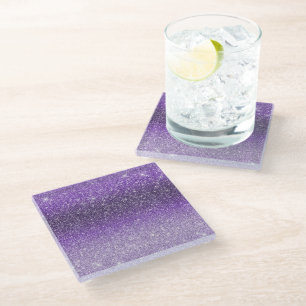 Dessous-de-verre En Verre Parties scintillant Ombre Parkle violet