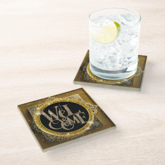 Dessous-de-verre En Verre parties scintillant or