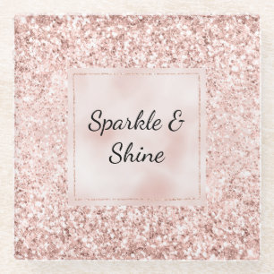 Dessous-de-verre En Verre Parties scintillant rose pâle
