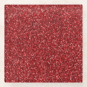 Dessous-de-verre En Verre Parties scintillant rouge Glitz