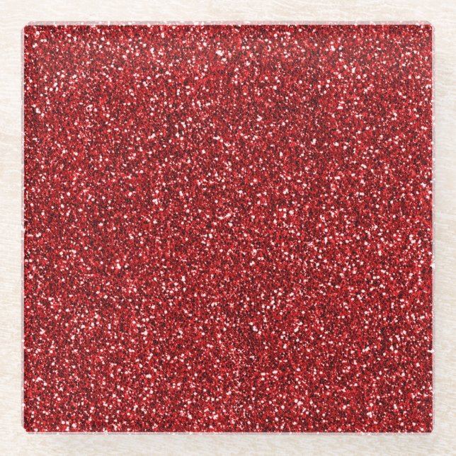 Dessous-de-verre En Verre Parties scintillant rouge Glitz (Devant)