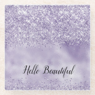 Dessous-de-verre En Verre Parties scintillant violette brillante