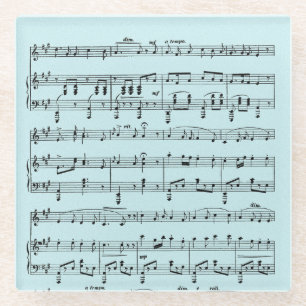 Dessous-de-verre En Verre Partition de musique bleue