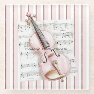 Dessous-de-verre En Verre Partition de Violon Rose