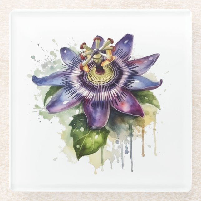 Dessous-de-verre En Verre Passionné Purple Passion Fleur (Devant)