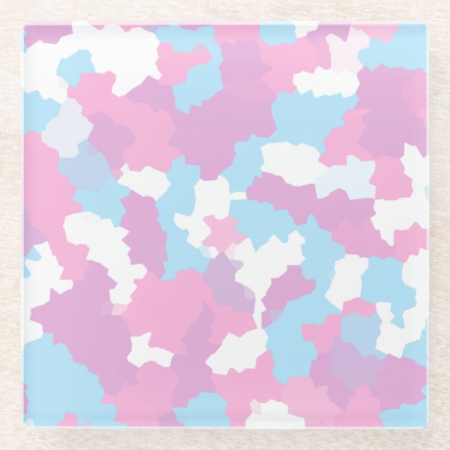 Dessous-de-verre En Verre Pastel Camouflage Motif d'art Abstrait (Devant)