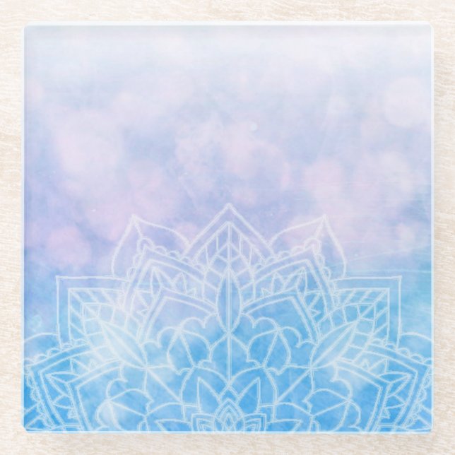 Dessous-de-verre En Verre Pastel Mandela rose et violet (Devant)