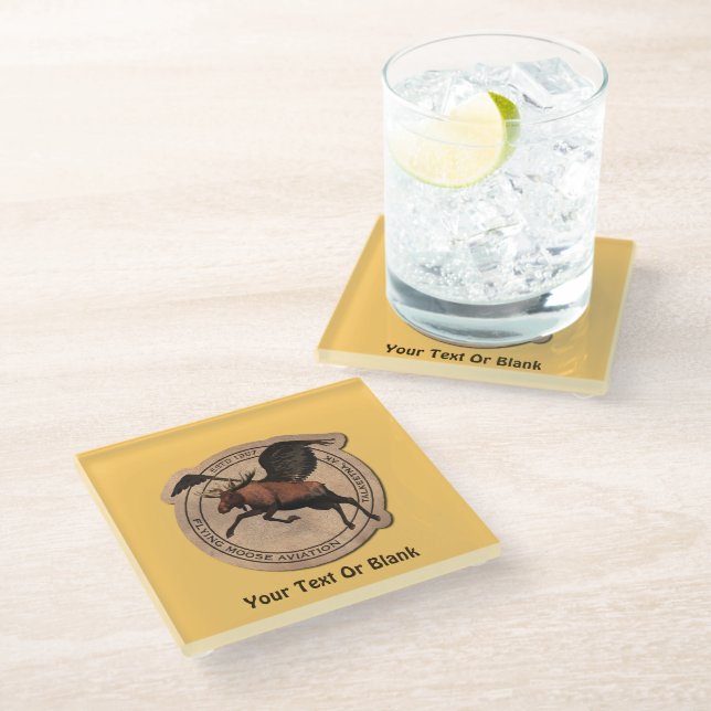 Dessous-de-verre En Verre Patch Flying Moose Aviation (Incliné)