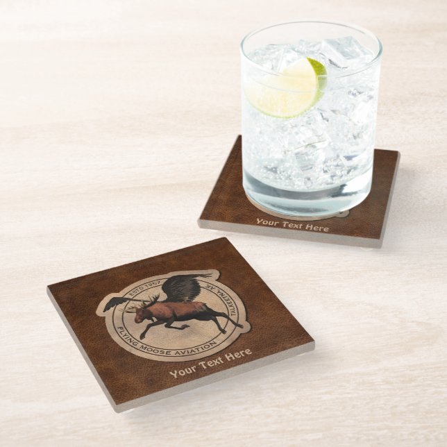 Dessous-de-verre En Verre Patch Flying Moose Aviation (Incliné)