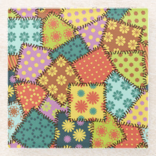 Dessous-de-verre En Verre Patchwork Eclectique : Mélange Motif Diverse