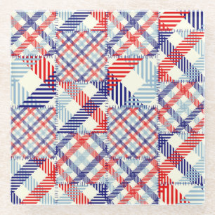 Dessous-de-verre En Verre Patchwork Plaid Classique : Motif Carré