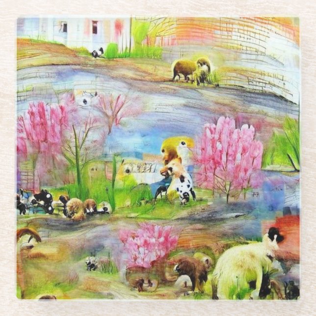 Dessous-de-verre En Verre Paysage aquarelle (Devant)