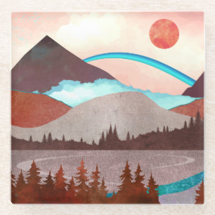 Dessous-de-verre En Verre Paysage Blue Rainbow