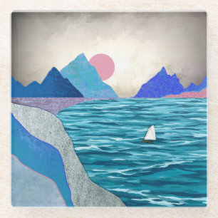 Dessous-de-verre En Verre Paysage de Sailboat Cove