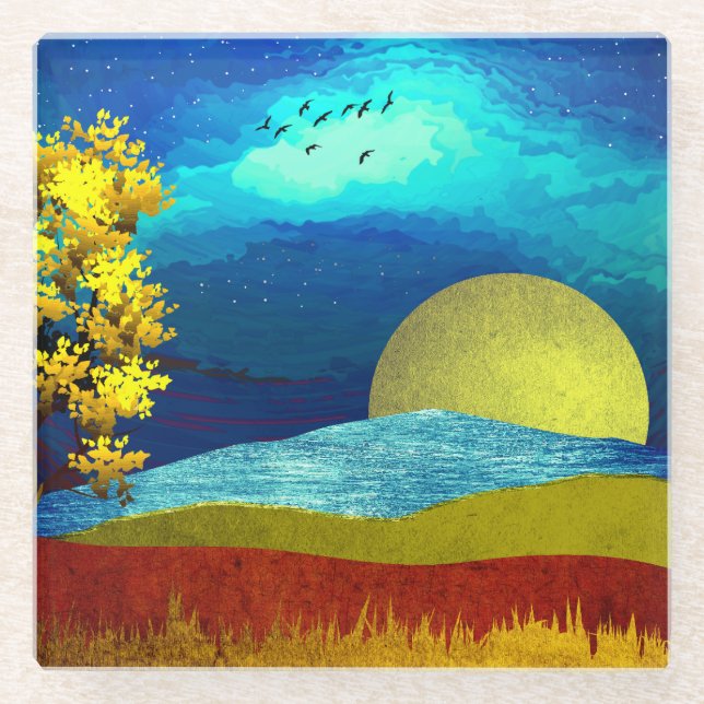 Dessous-de-verre En Verre Paysage du ciel liquide (Devant)