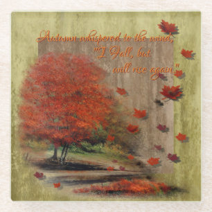 Dessous-de-verre En Verre Paysage en chute Feuille