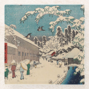 Dessous-de-verre En Verre Paysage hivernal d'Hiroshige japon ukiyo-e antique