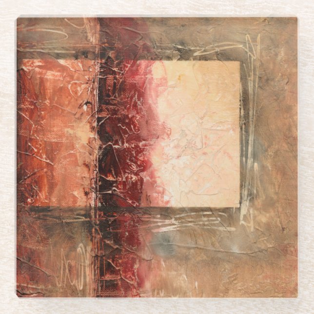 Dessous-de-verre En Verre Paysage rouge Abstrait (Devant)