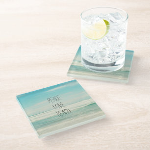 Dessous-de-verre En Verre Peace Love Beach