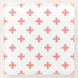 Dessous-de-verre En Verre Peach polka croise sur blanc