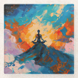 Dessous-de-verre En Verre peinture à l'huile Art du Yoga (#4)