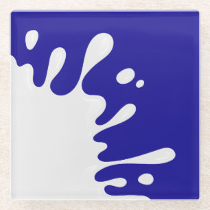 Dessous-de-verre En Verre Peinture blanche sur Ultramarine bleu