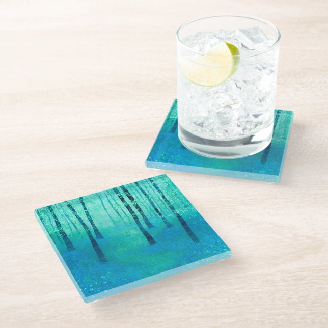 Dessous-de-verre En Verre Peinture Bluebell Woodland (Incliné)