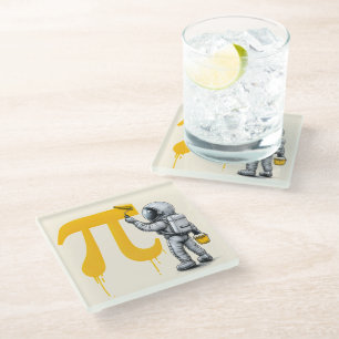 Dessous-de-verre En Verre Peinture d'astronaute cool symbole Pi Jour de Pi