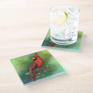 Dessous-de-verre En Verre Peinture de Dessous de verre en verre d'oiseaux du