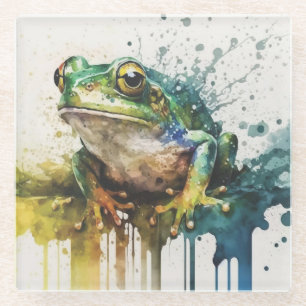 Dessous-de-verre En Verre Peinture de grenouille semi-Abstraite très Cool