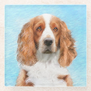 Dessous-de-verre En Verre Peinture d'espagnol Welsh Springer - Art original